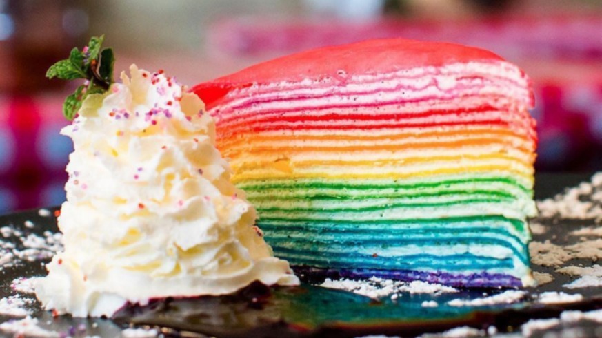 Unicorn Food Rainbow Food Crepe Cake Dek Sen