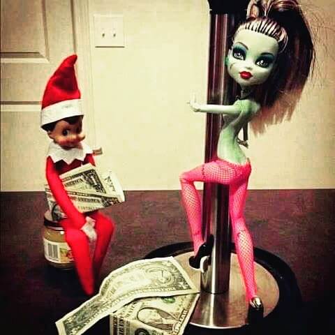 Elf at a strip club.
