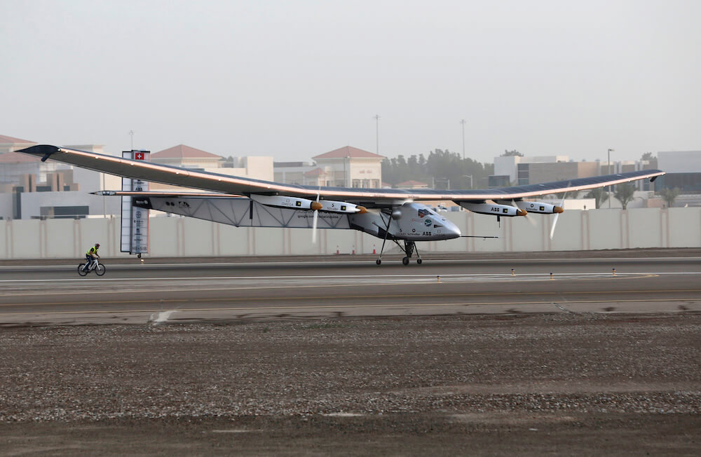 Take off for first round-the-world flight in solar-powered plane