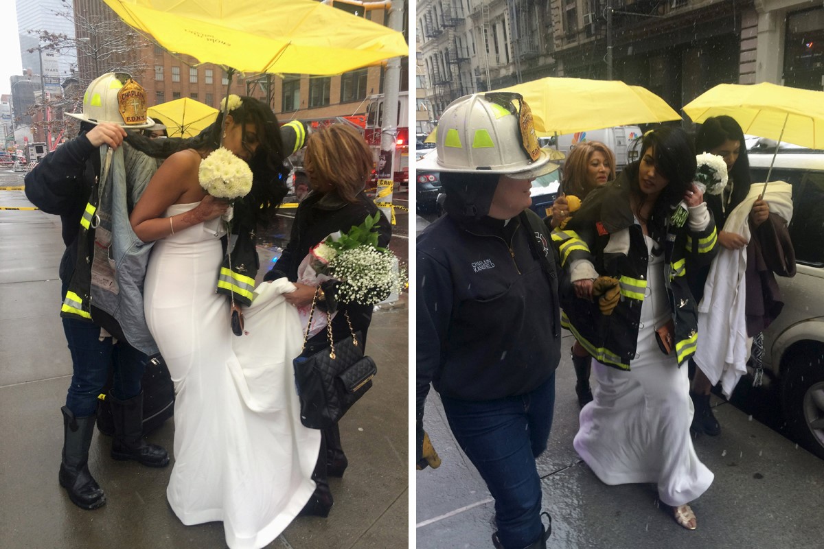 FDNY chaplain escorts bride to wedding after crane collapse