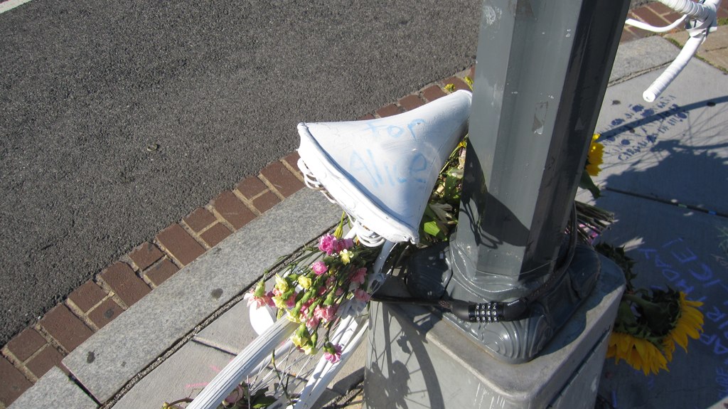 Ghost bike ceremony memorializes cyclist killed in Porter Square crash