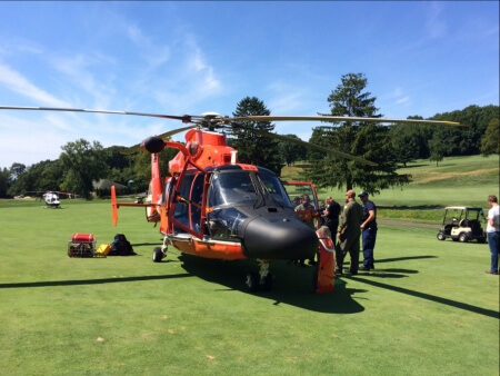 Coast Guard helicopter makes emergency landing on gulf course