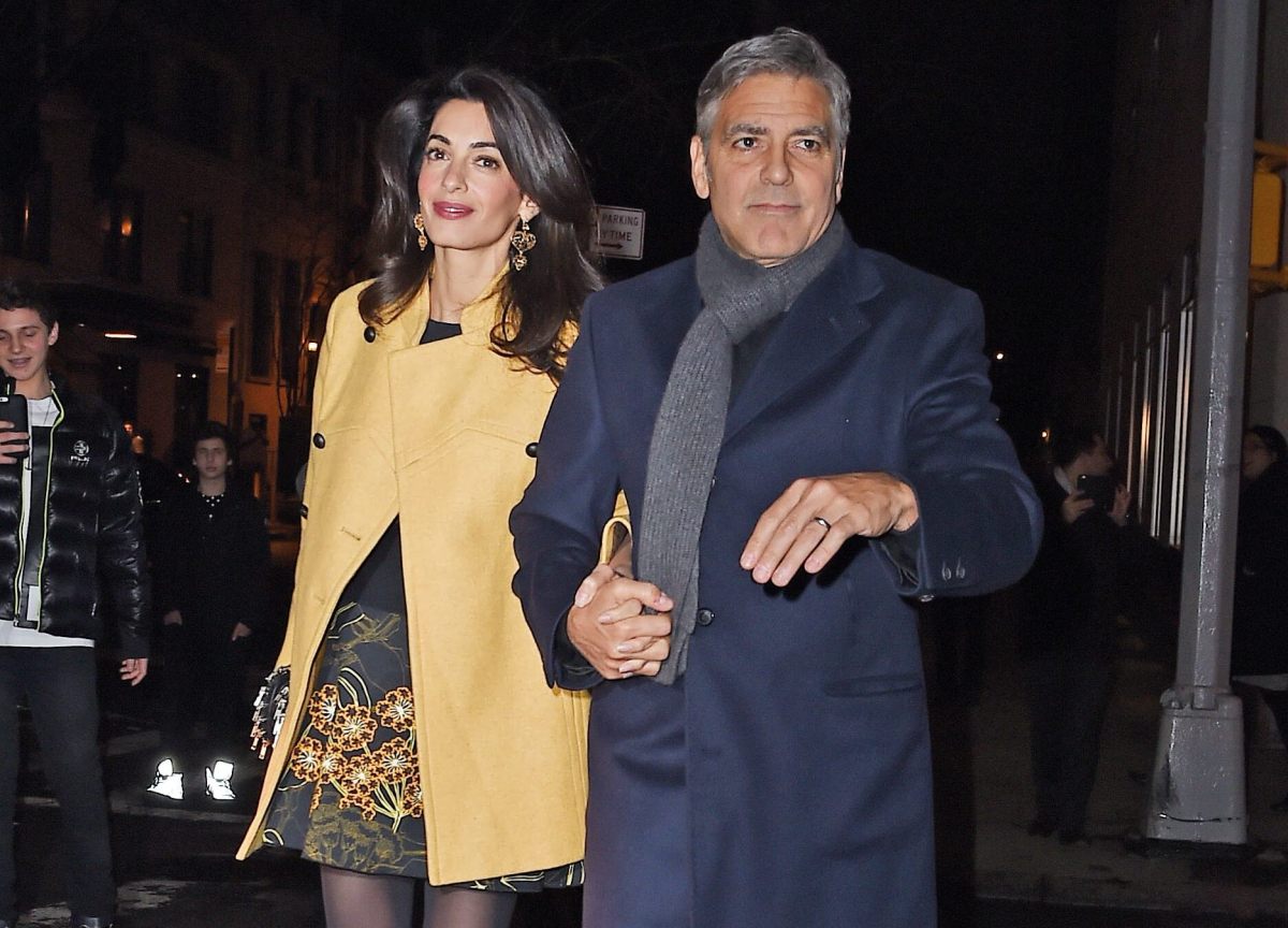 Amal Clooney keeping herself busy during George’s NYC gig