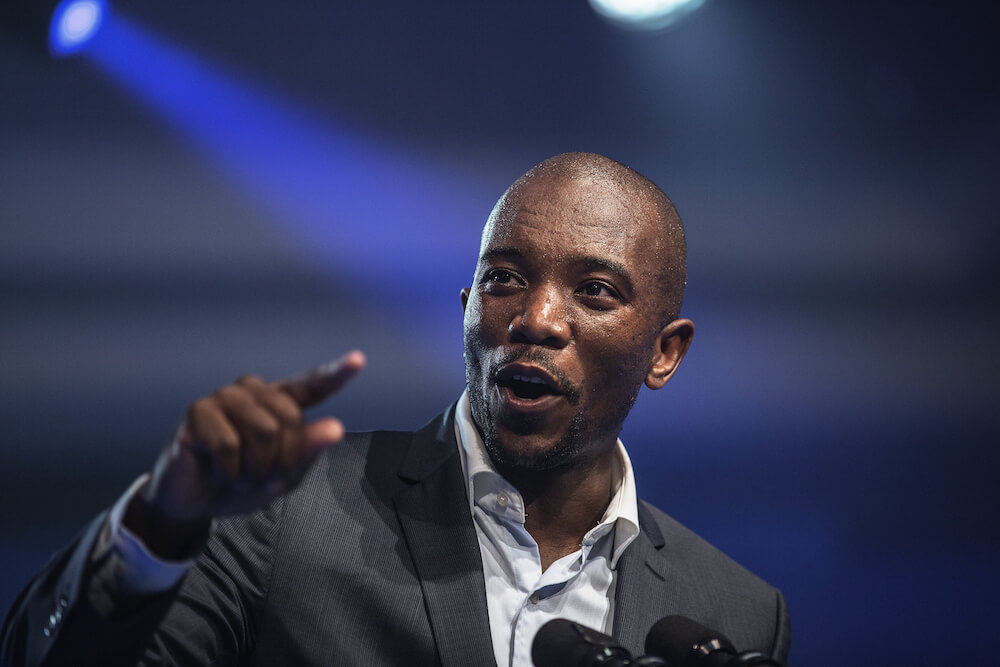 South African opposition party elects its first black leader