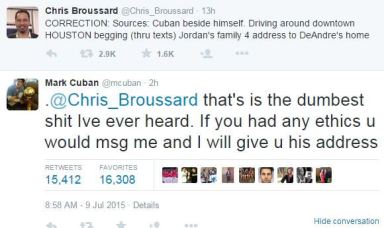 What did Mark Cuban say to ESPN NBA writer Chris Broussard?