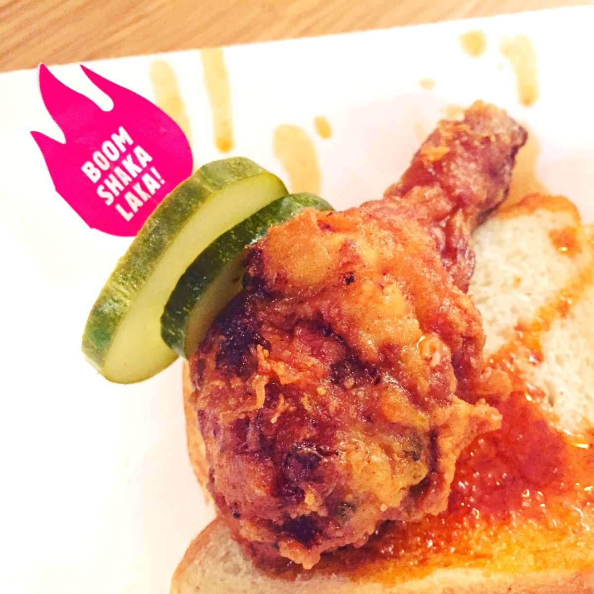 How hot is the Boomshakalaka chicken at Carla Hall’s Southern Kitchen?