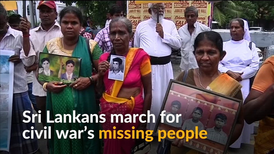Families of people missing in Sri Lanka’s civil war march in silence
