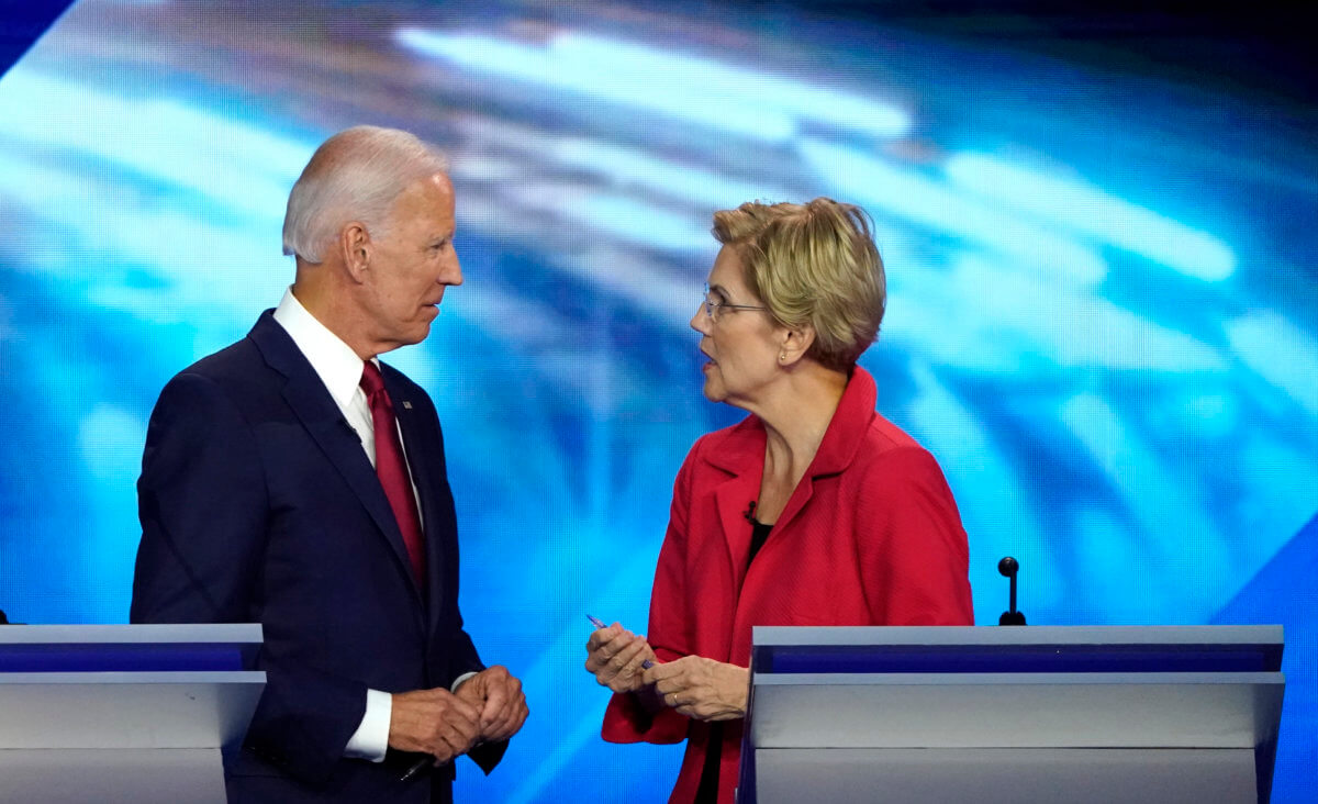 Democratic hopeful Warren catches Biden in national opinion poll