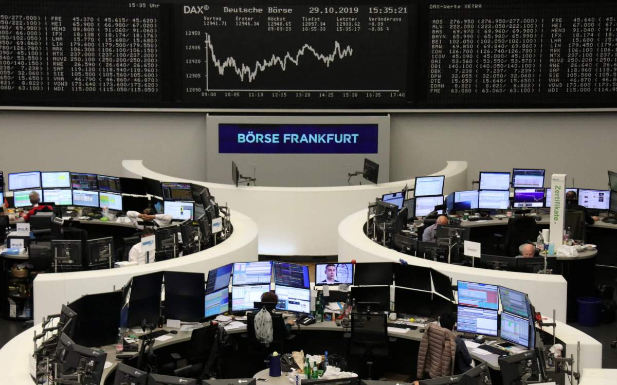 Defensive stocks help European shares end flat, London lags