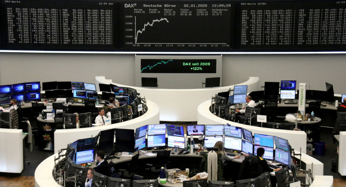 European shares hit record high as Middle East, trade tensions ease