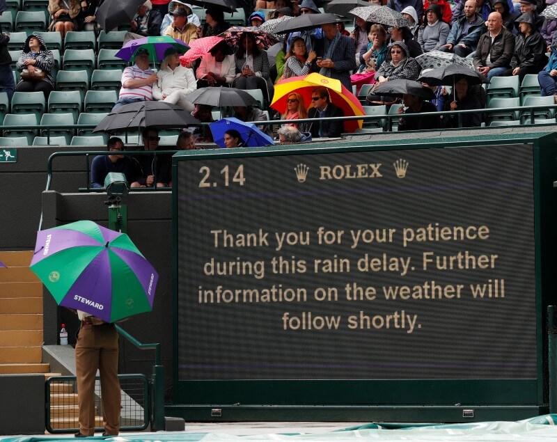 Wimbledon confirms middle Sunday play as rain falls