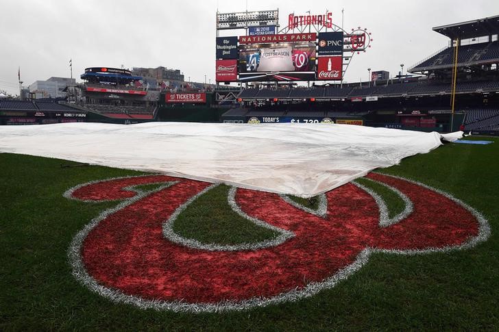 Nationals v Dodgers Game Two playoff postponed by rain
