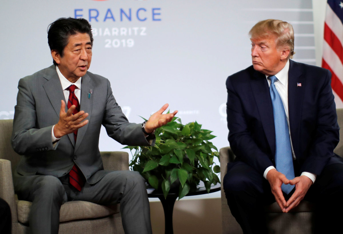 Trump, Abe agree on principles of trade deal at G7