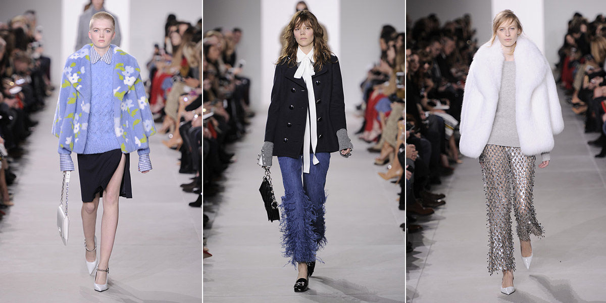 Jeans get glammed up with feathers at Michael Kors Collection