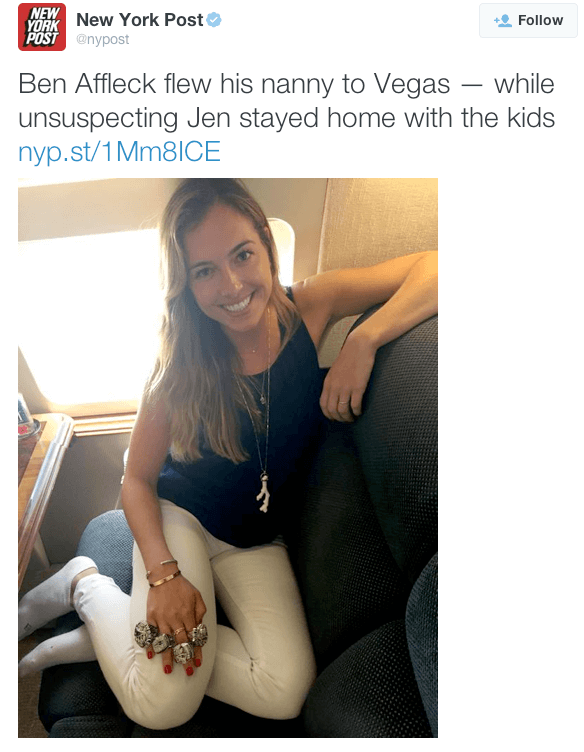 Ben Affleck took nanny and pal Tom Brady on private jet to Vegas