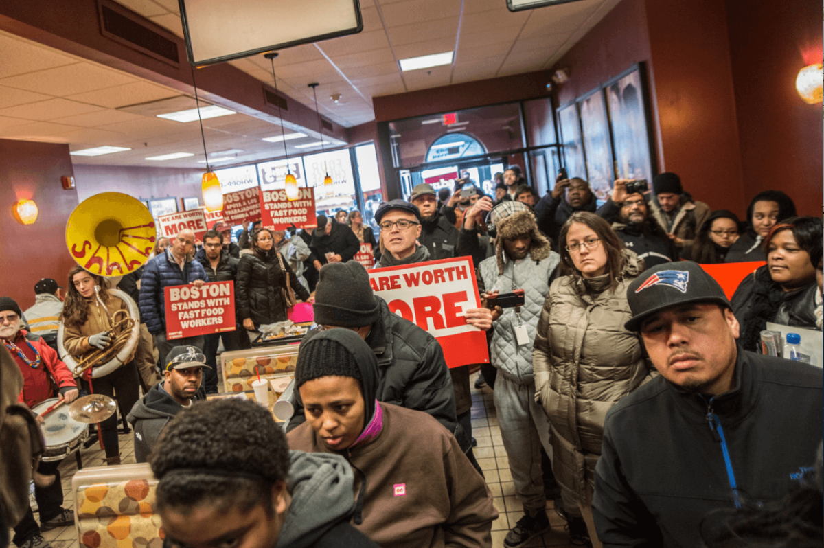 Fast food workers push for higher wage