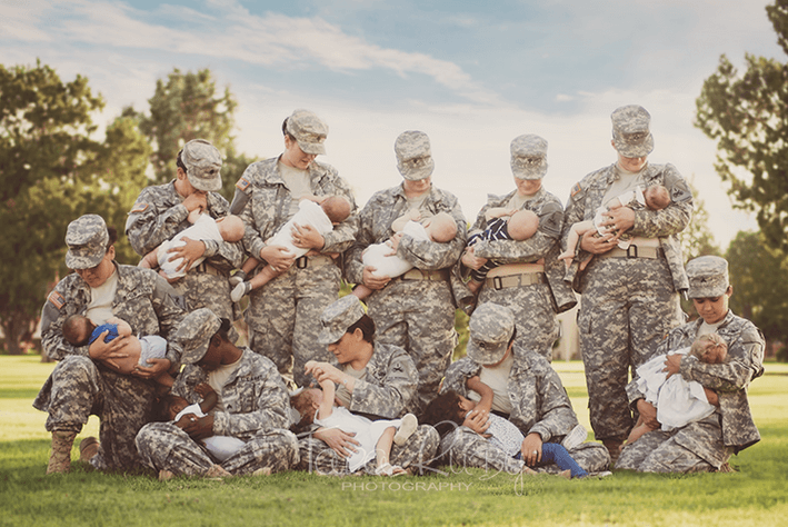 Army moms breast feed babies in viral photo
