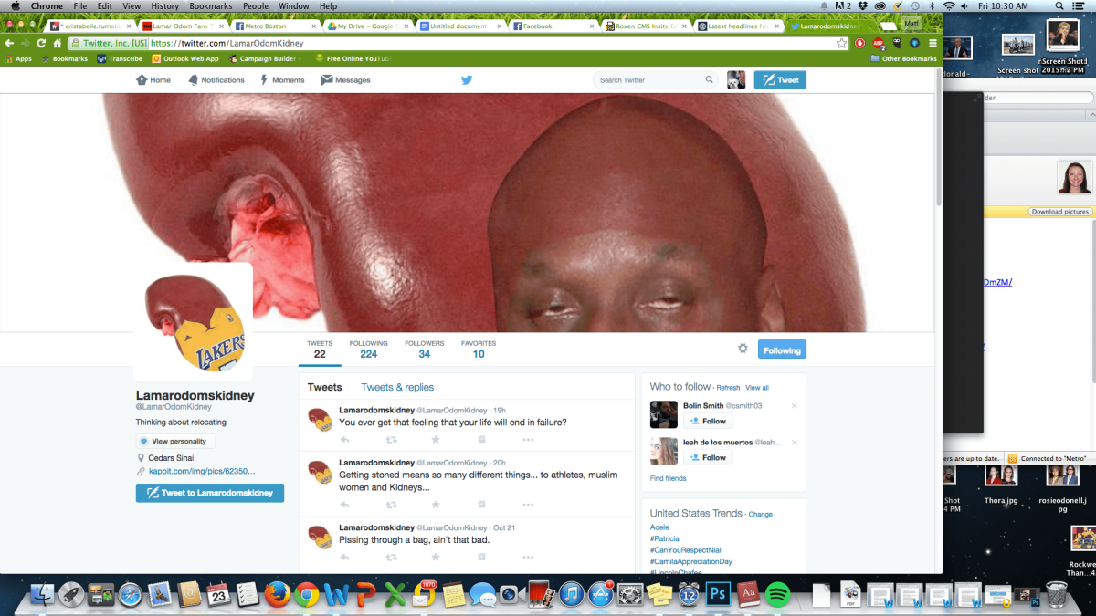 Lamar Odom’s kidney has a Twitter account