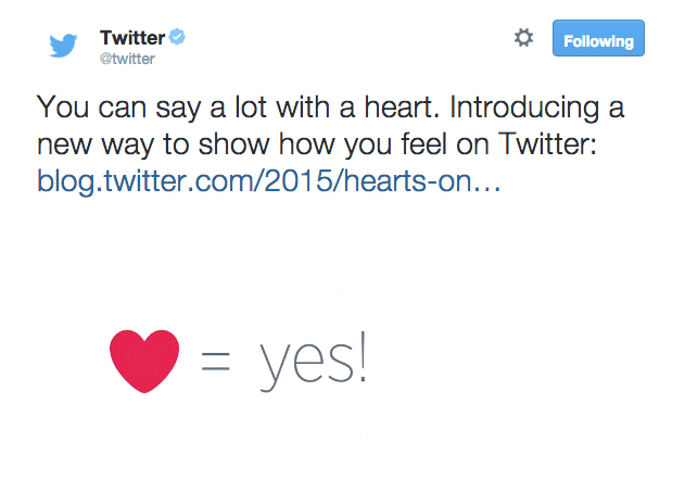 Twitter changes favorites to hearts and people are pissed