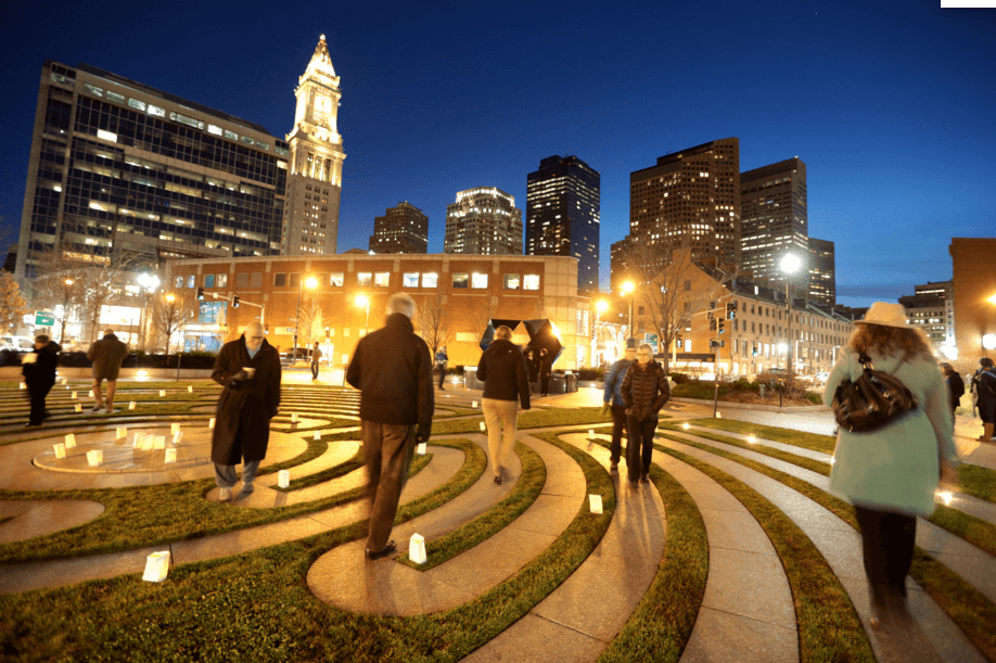 Boston’s newest holiday tradition: a labyrinth peace walk