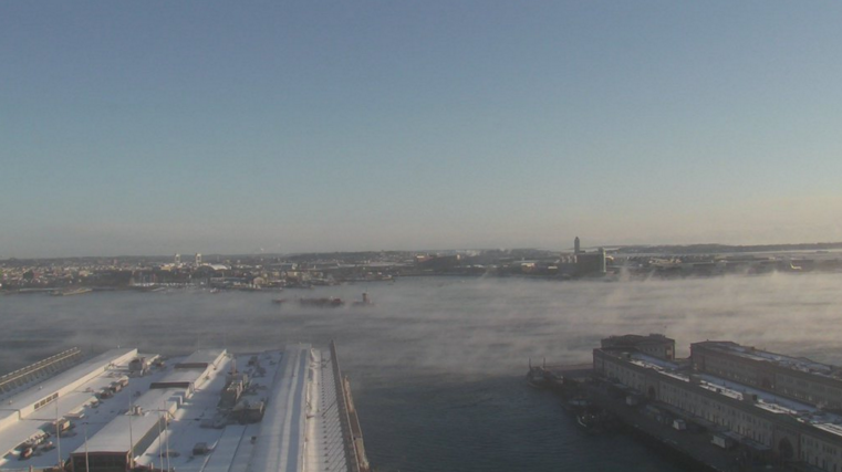 Boston ogling ‘arctic sea smoke’ over the harbor