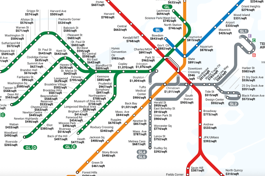 New report shows how Boston home prices vary by T stop