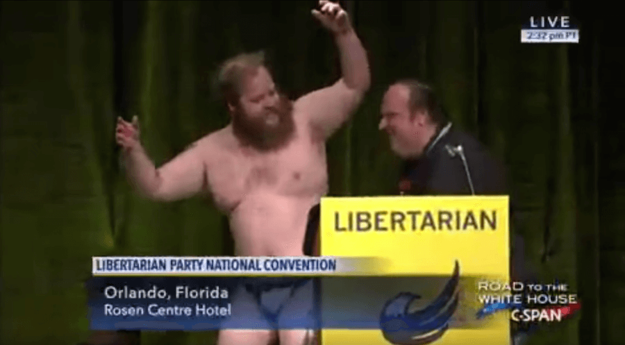 VIDEO: Libertarian candidate performs striptease on stage