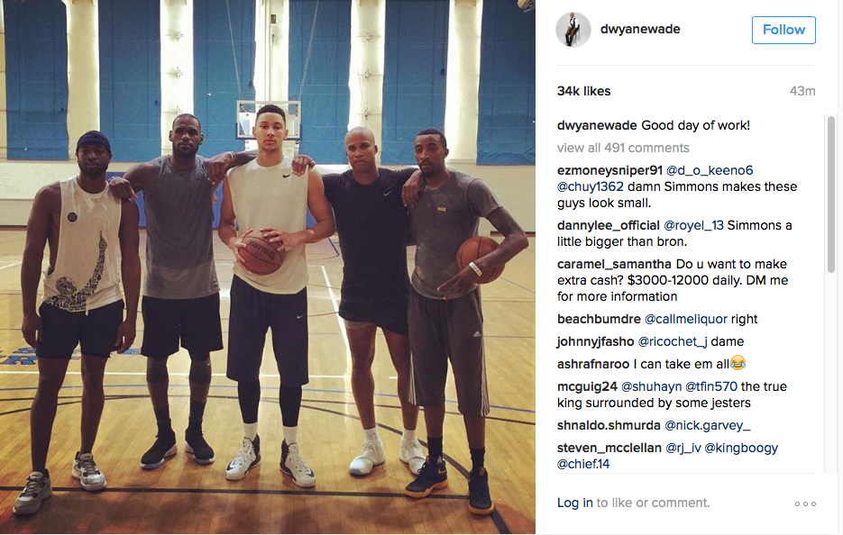 Sixers’ Ben Simmons works out with LeBron James, Dwyane Wade at UCLA