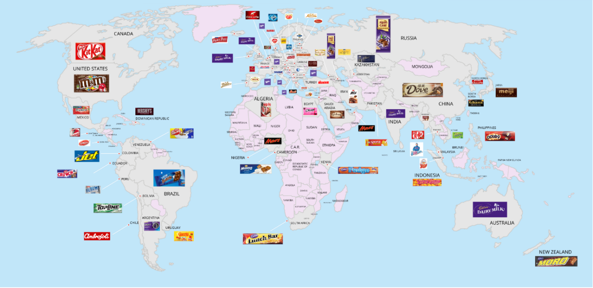 Map shows most popular candy in 80 countries
