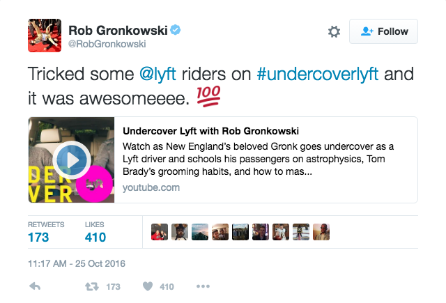 Patriots’ Rob Gronkowski drives undercover for Lyft