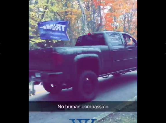 Babson students drive through Wellesley campus waving Trump flag