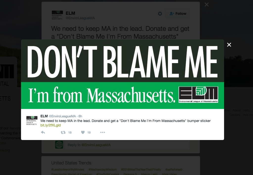 ‘Don’t blame me… I’m from Massachusetts’ bumper sticker returns