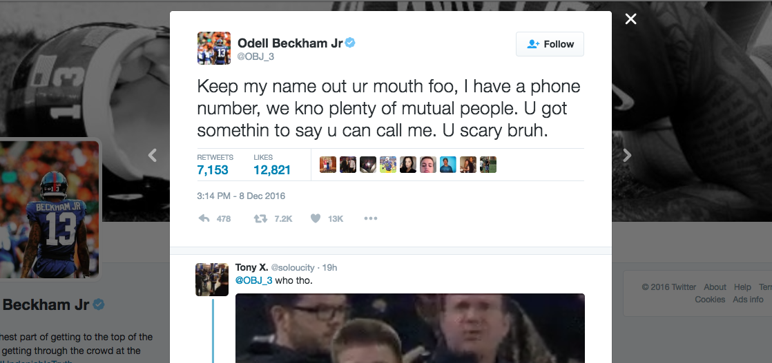 Odell Beckham slams Skip Bayless on Twitter