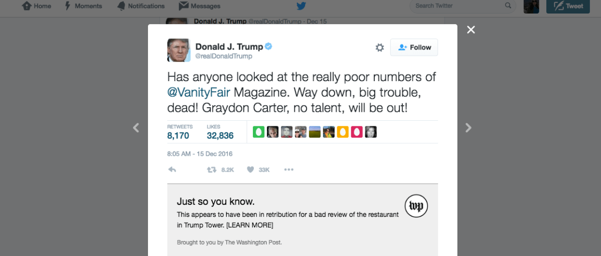 Google Chrome extension adds ‘context’ to Trump’s tweets