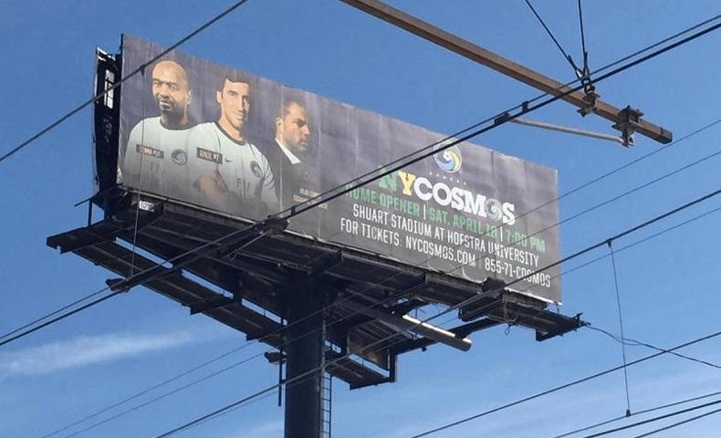 New York Cosmos put up billboard right outside of Red Bull Arena