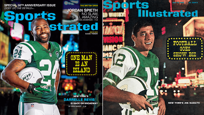 Darrelle Revis lands on Sports Illustrated retro cover, posing like Joe