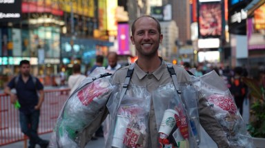 This NYC man wears his trash on his sleeve