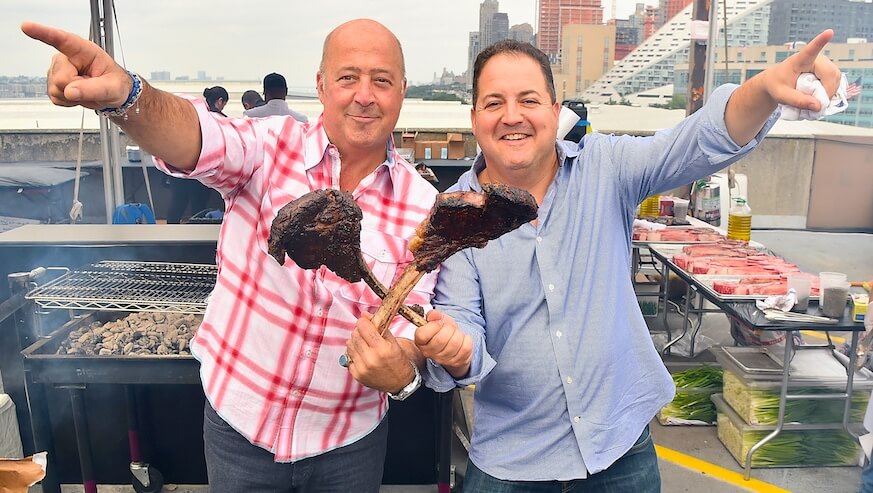 Andrew Zimmern and Josh Capon with some impressive ribs.