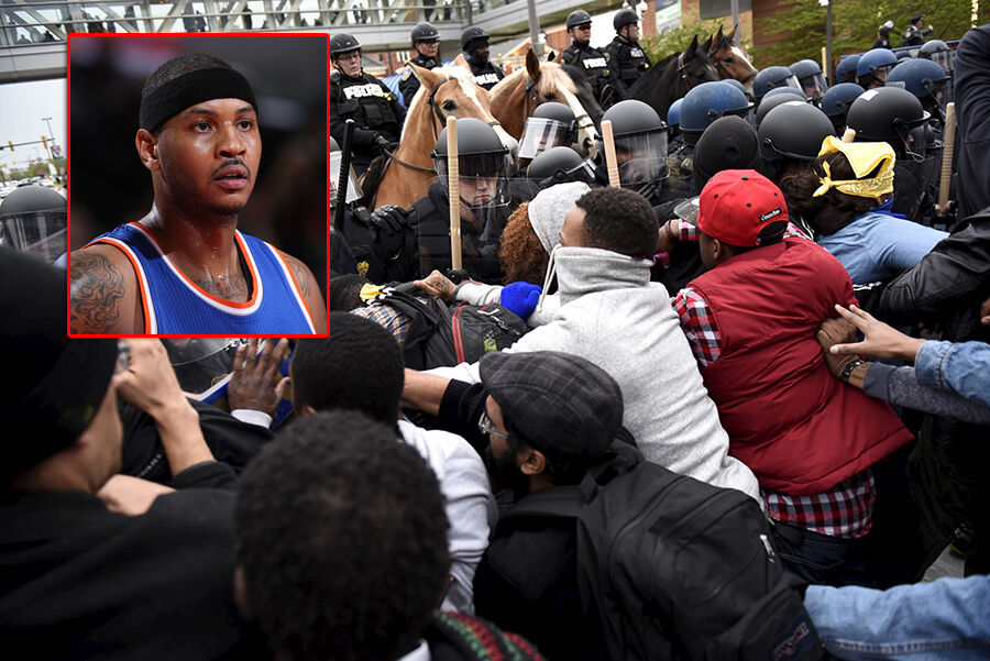 Carmelo Anthony urges Baltimore protesters not to tear city down