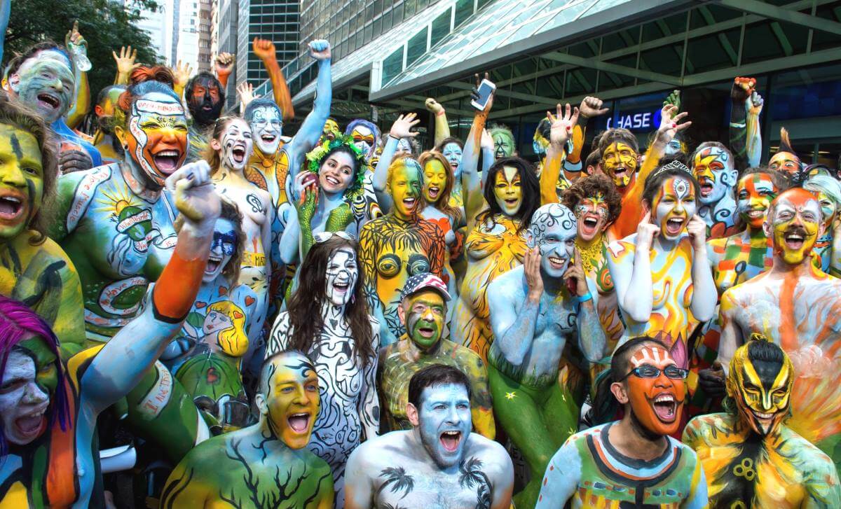 Nude models become artists canvases on NYC Bodypainting Day