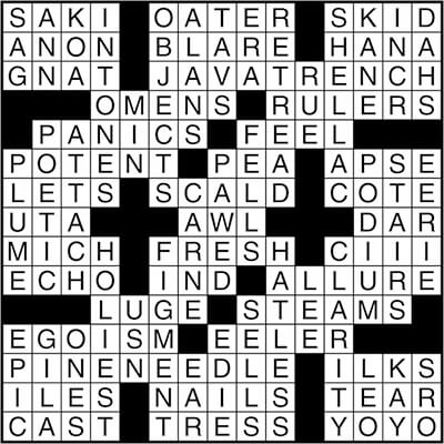 Crossword puzzle answers: December 24, 2015