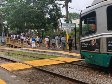 Green Line train derails near Riverside Station