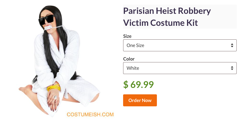 Costume mocking robbery of Kim Kardashian ignites online outrage