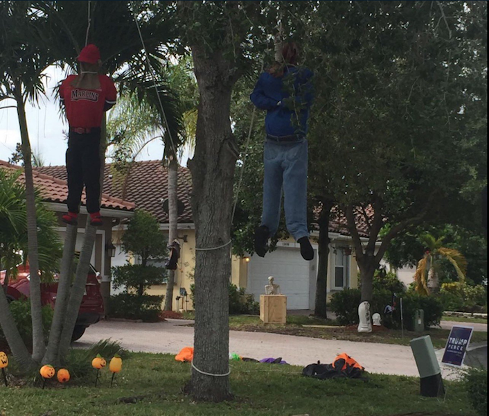 Florida Trump supporter lynches Halloween decorations in his front yard