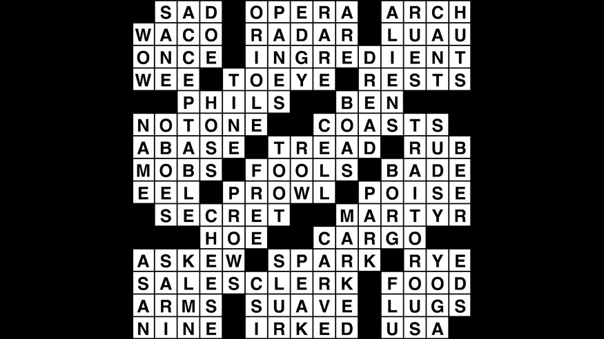 Crossword puzzle, Wander Words answers: August 7, 2019