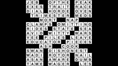 Crossword puzzle, Wander Words answers: September 5, 2019