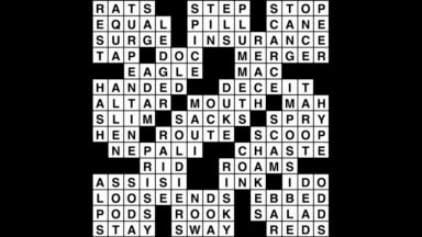 Crossword puzzle, Wander Words answers: September 6, 2019