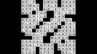 Crossword puzzle, Wander Words answers: September 11, 2019
