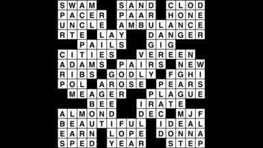 Crossword puzzle, Wander Words answers: September 16, 2019
