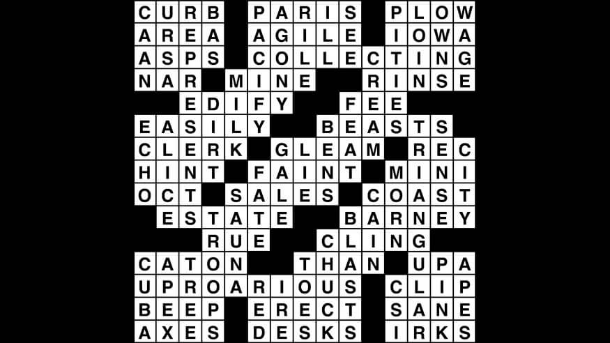 Crossword puzzle, Wander Words answers: September 17, 2019